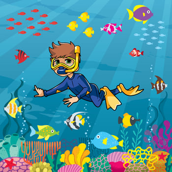 Diver Boy Undersea vector