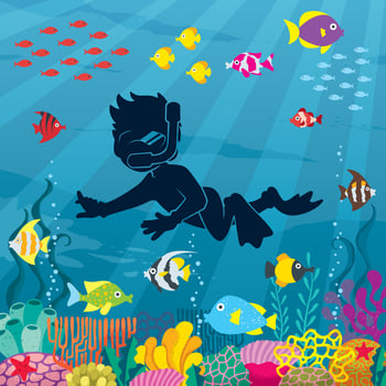 Diver Boy Undersea vector