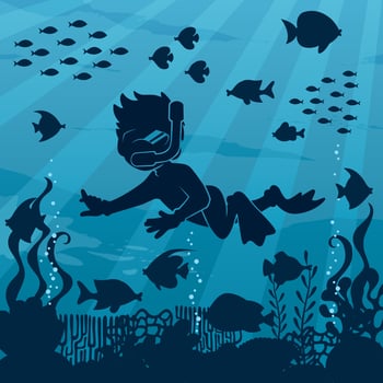 Diver Boy Undersea 4 vector