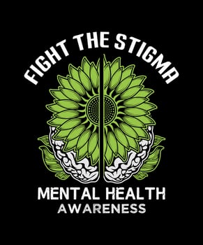 Fight the stigma mental health awareness t-shirt design. vector