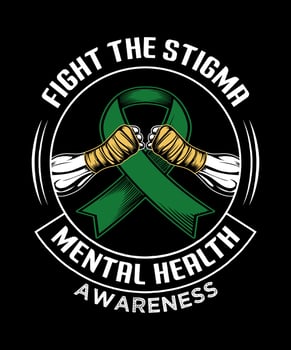 Fight the stigma mental health awareness vintage t-shirt design. vector