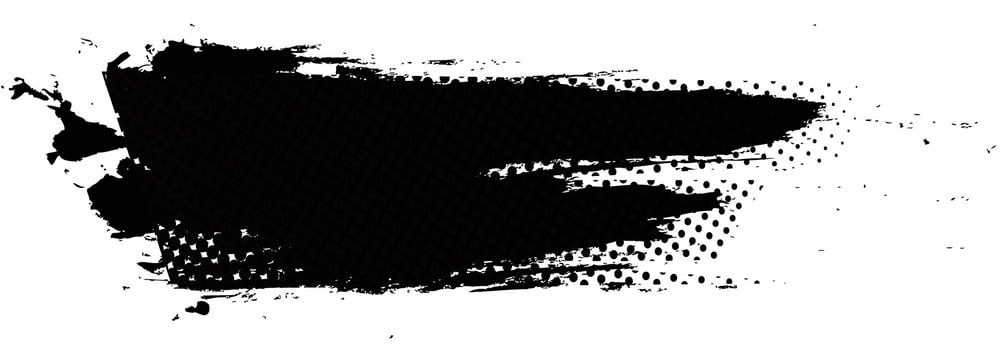 Black paintbrush splattered, abstract rough. Splash ink brush stroke, grunge style, halftone graphic texture. Vector stroke illustration