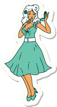 tattoo sticker of a pinup surprised girl png