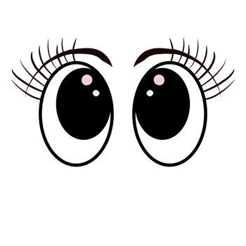 cartoon eyes with lashes on transparent background png