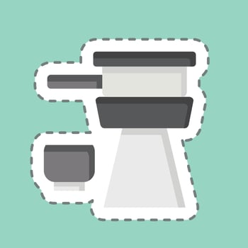 Sticker line cut Tea Set. related to Chinese New Year symbol. simple design editable. simple illustration vector