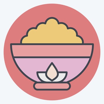 Icon Bowl. related to Chinese New Year symbol. color mate style. simple design editable. simple illustration vector
