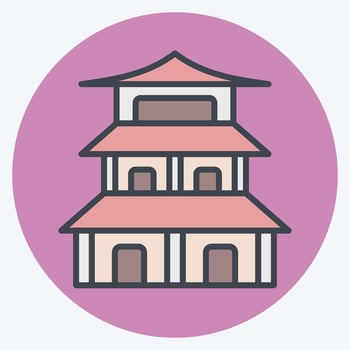 Icon Pagoda. related to Chinese New Year symbol. color mate style. simple design editable. simple illustration vector