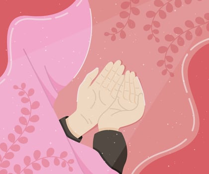 a Muslim woman is praying vector