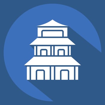 Icon Pagoda. related to Chinese New Year symbol. long shadow style. simple design editable. simple illustration vector