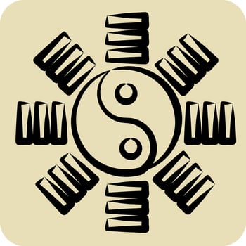 Icon Yin Yang. related to Chinese New Year symbol. hand drawn style. simple design editable. simple illustration vector