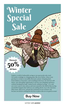 Winter sale poster hand drawn style vector illustration