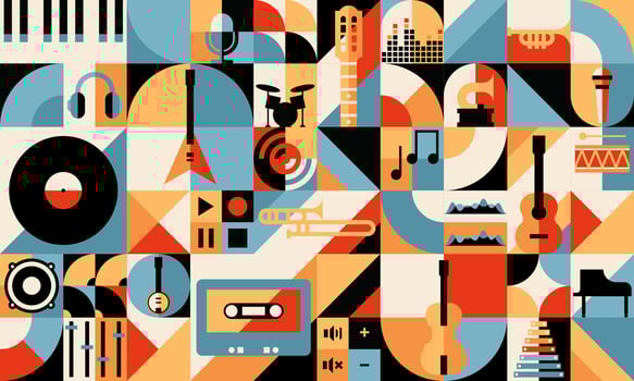 Abstract retro music geometric bauhaus pattern vector