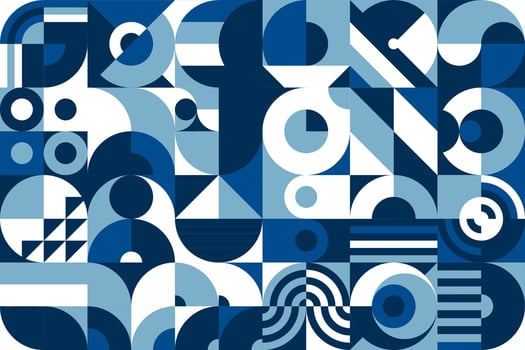 Abstract blue and white sea Bauhaus pattern vector