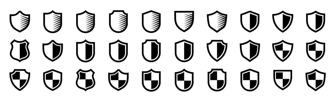 Collection of shield icons, defense, prevention, protection, editable and resizable EPS 10. vector