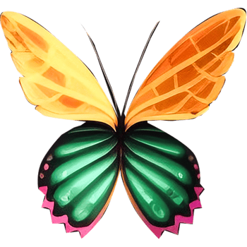 Tropical colorful butterflies. png