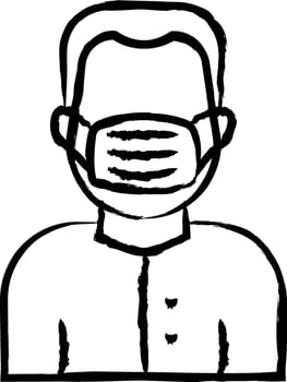 Mask Man hand drawn vector illustration