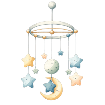 AI generated Watercolor baby Mobiles Nursery style in pastel colors png