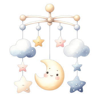 AI generated Watercolor baby Mobiles Nursery style in pastel colors png