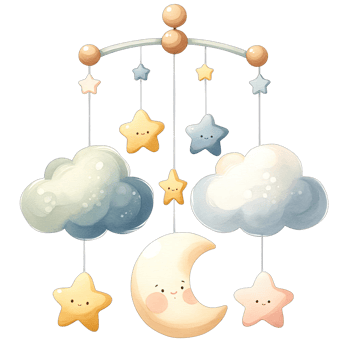 AI generated Watercolor baby Mobiles Nursery style in pastel colors png