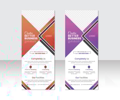 Corporate Roll Up Banner Signage Standee Template, Creative Business X Banner Design Layout vector