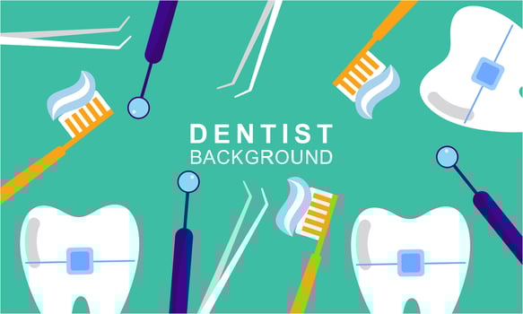 Dentist tools and equipment banner concept vector