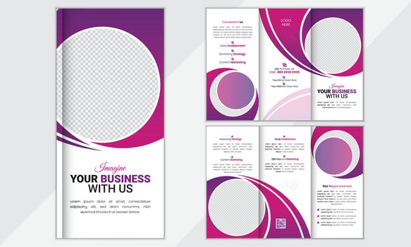 Corporate business template for tri fold flyer, Three fold brochure design. vector
