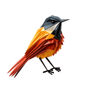 AI generated paper bird origami art isolated on transparent background ,generative ai png