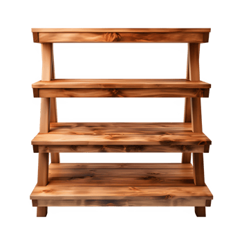 AI generated wooden shelf isolated on transparent background ,wood rack png ,generative ai
