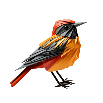 AI generated paper bird origami art isolated on transparent background ,generative ai png
