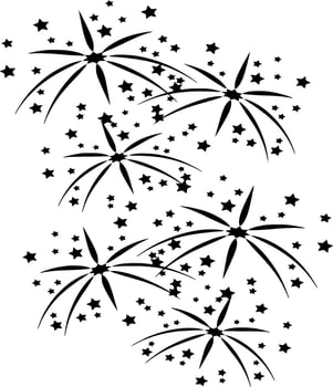 Fireworks Silhouette Vector on white background
