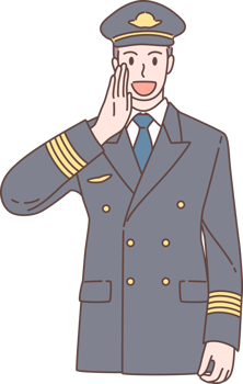 Illustration of pilot shout out and announce characters. Hand drawn style. png