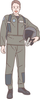 Illustration of air force standing characters. Hand drawn style. png
