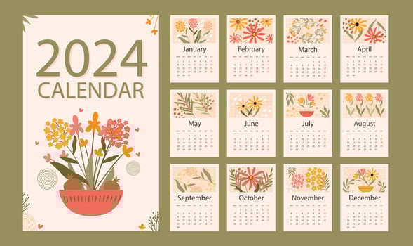 Calendar 2024 Vector Design Illustration