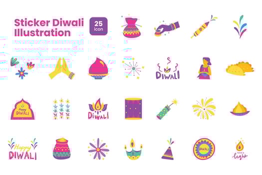 Sticker Diwali Illustration vector