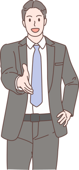 Illustration of businessman shake hands  characters. Hand drawn style. png