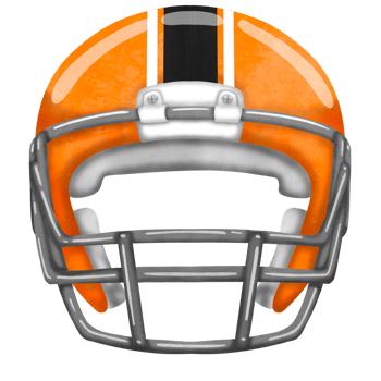 an orange football helmet on a transparent background png