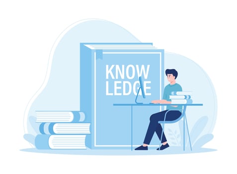 man looking for knowledge on the internet concept flat illustratiuon vector