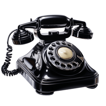 AI generated Black vintage telephone with a cord on transparent background created with generative AI technology png