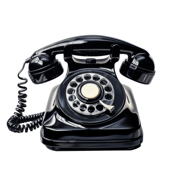 AI generated Black vintage telephone with a cord on transparent background created with generative AI technology png