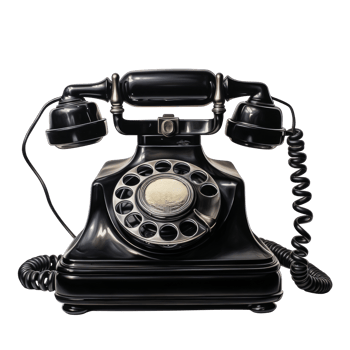 AI generated Black vintage telephone with a cord on transparent background created with generative AI technology png