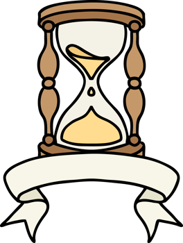 traditional tattoo with banner of an hour glass png