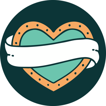iconic tattoo style image of a heart and banner png