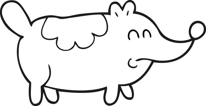 black and white cartoon small fat dog png