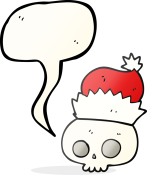 speech bubble cartoon skull wearing christmas hat png