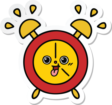 sticker of a cute cartoon alarm clock png