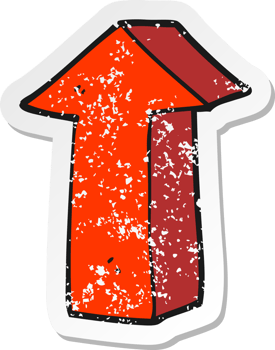 retro distressed sticker of a cartoon arrow png