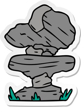 sticker cartoon doodle of grey stone boulders png