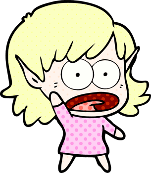 cartoon shocked elf girl png