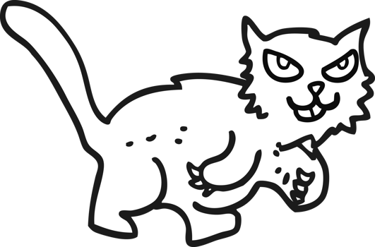 black and white cartoon cat png