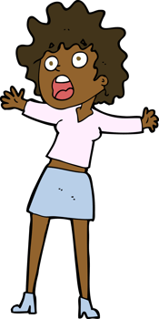 cartoon frightened woman png